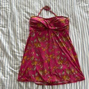 Garnet Hill Pink Floral Swim Dress Swim Suit